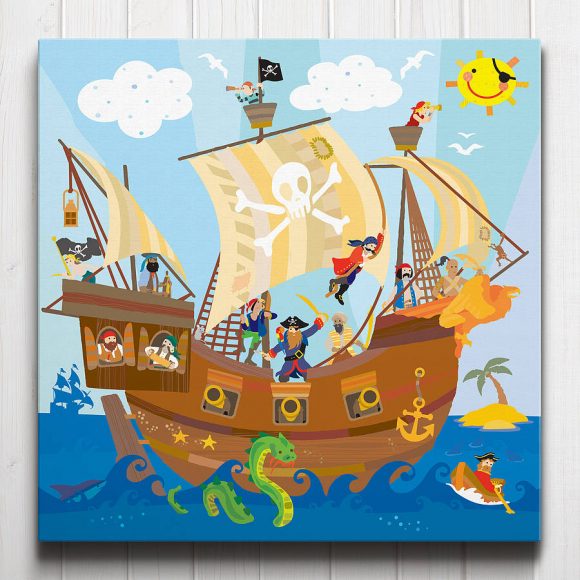 Jolly Roger Pirate Ship Canvas by Art adventure