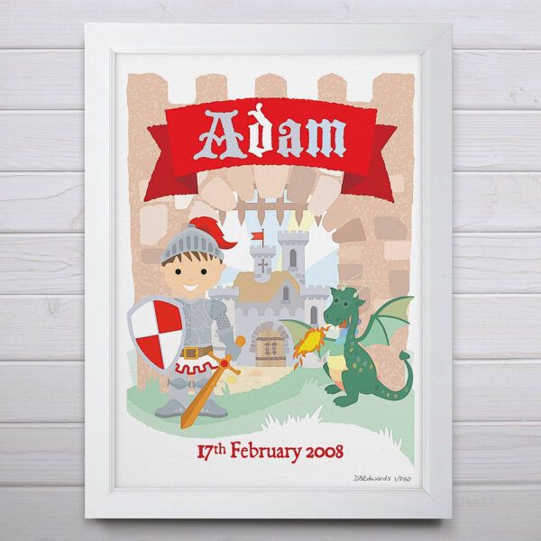Personalised Little Knight Print
