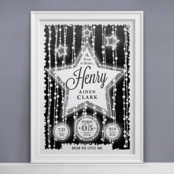 Personalised New Baby Star Print