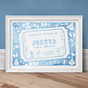 Admit One Personalised New Baby Print 