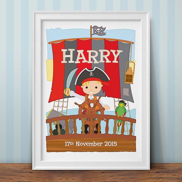 Personalised Little Pirate Captain Print