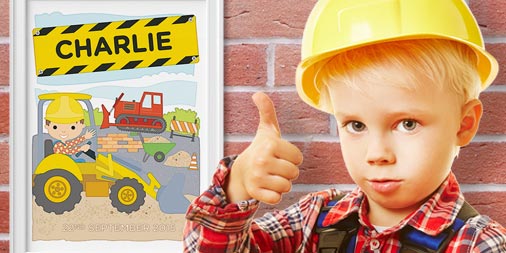 Personalised Little Digger Print Thumbs Up
