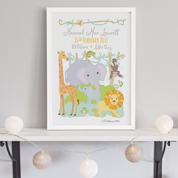 Jungle Animals Birth Print