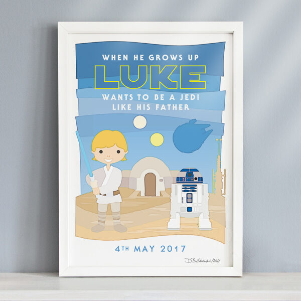 Personalised Little Jedi Star Wars Print