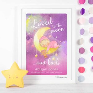 Loved to the Moon and Back Personalised Print